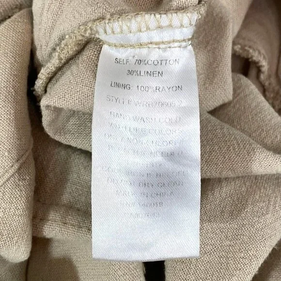 LOST + WANDER LINEN BLEND SAFARI BELTED CROPPED JUMPSUIT IN BEIGE - S - Picture 10 of 10